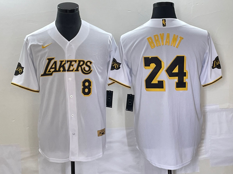 Men Los Angeles Lakers #24 Bryant white 2023 NBA Jersey style 3